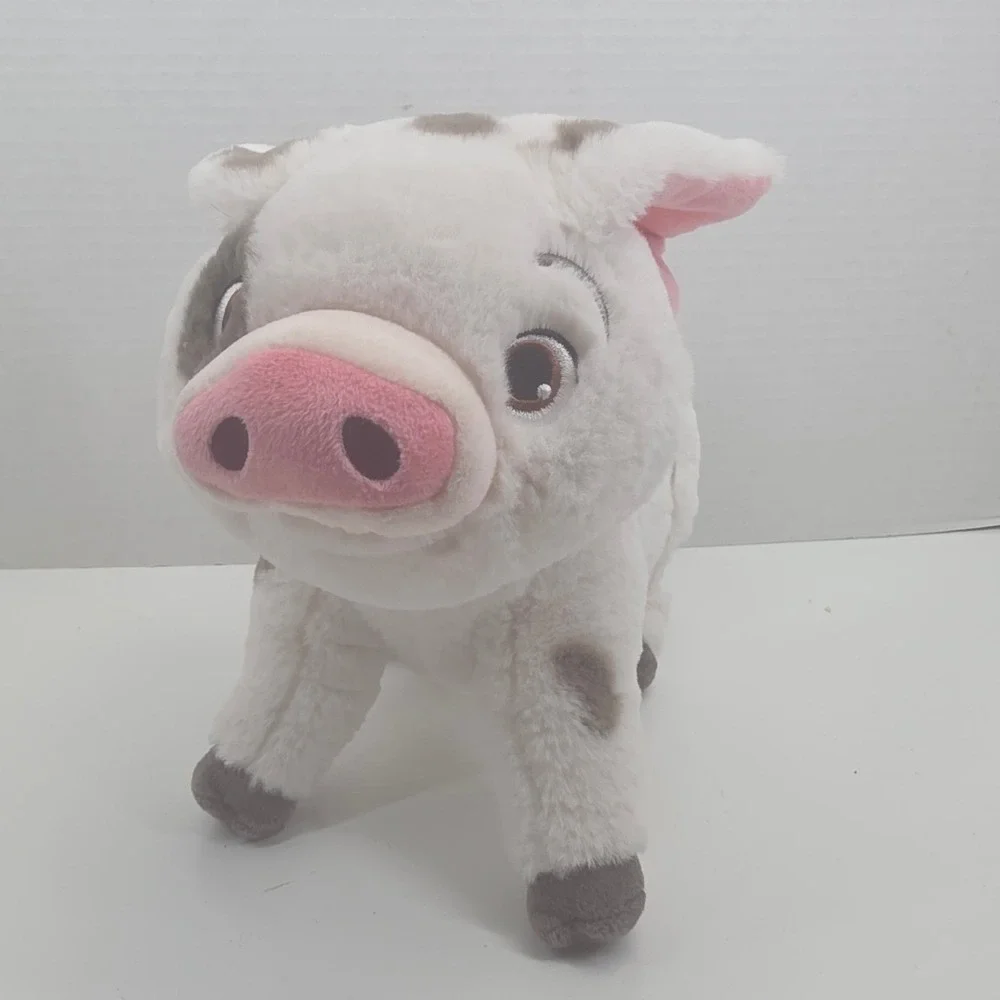 Disney Store Moana Pua Pig Plush White Grey Spotted Stuffed Animal 8 Inch